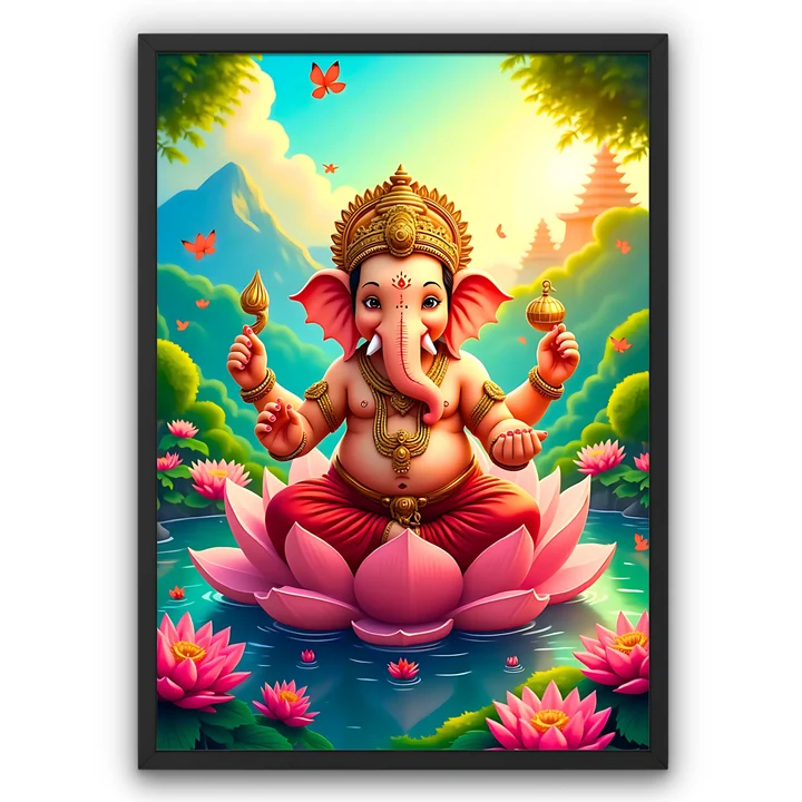 Royal Ganesha Lotus Frame