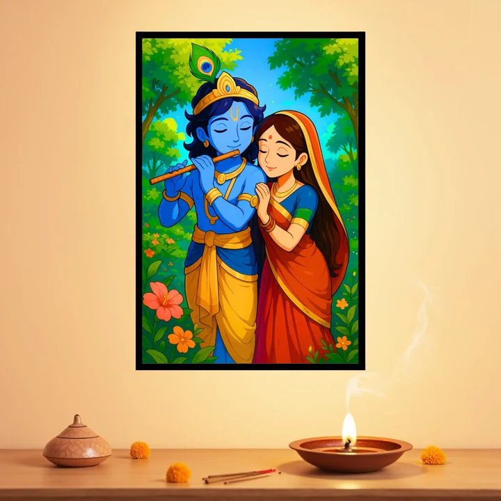 Krishna Radha Melodic Garden Frame