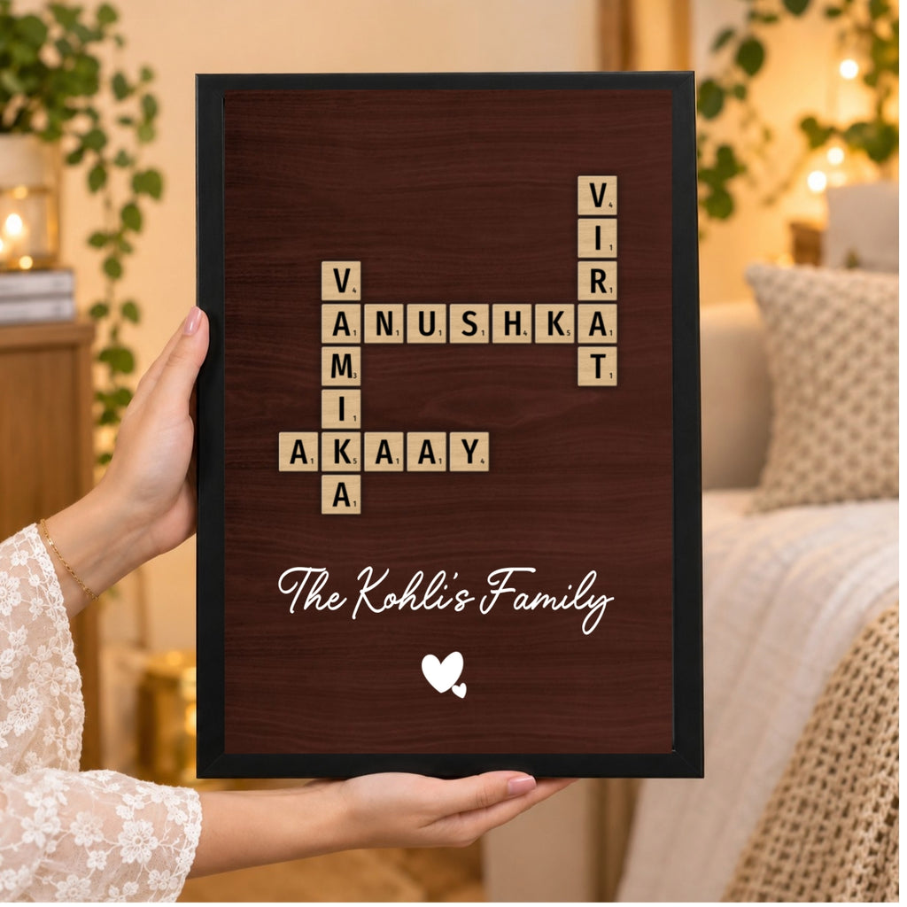Family crossword Puzzle Wall Frame Dark Theme